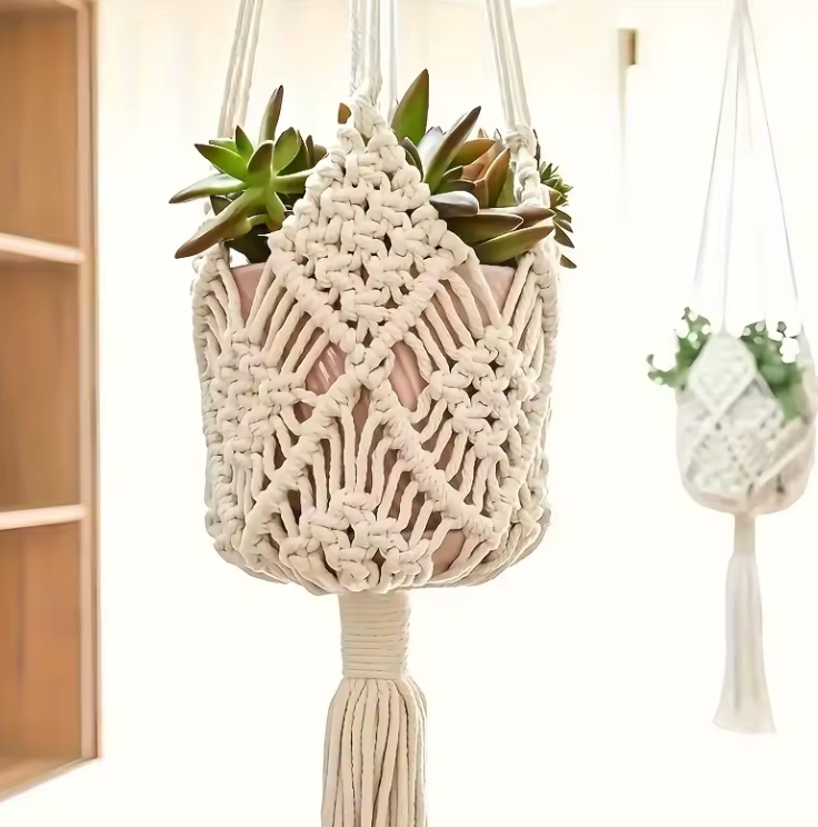 Macrame Plant Hanger — Boho Indoor Plant Holder