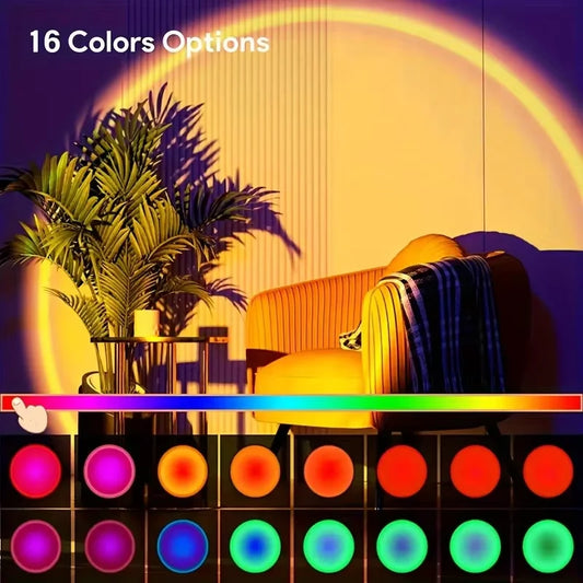 Sunset Lamp Projector LED Light Rainbow Night Light Bedroom Home Decor Aesthetic Room Decoration Living Room