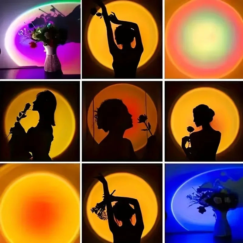 Sunset Lamp Projector LED Light Rainbow Night Light Bedroom Home Decor Aesthetic Room Decoration Living Room