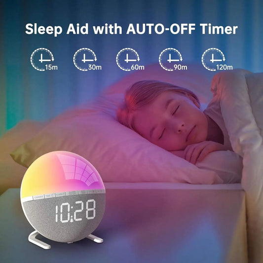 Sunrise Alarm Clock — Wake-Up Light with Sunset Mode & Natural Sounds