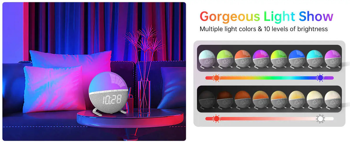 Sunrise Alarm Clock — Wake-Up Light with Sunset Mode & Natural Sounds