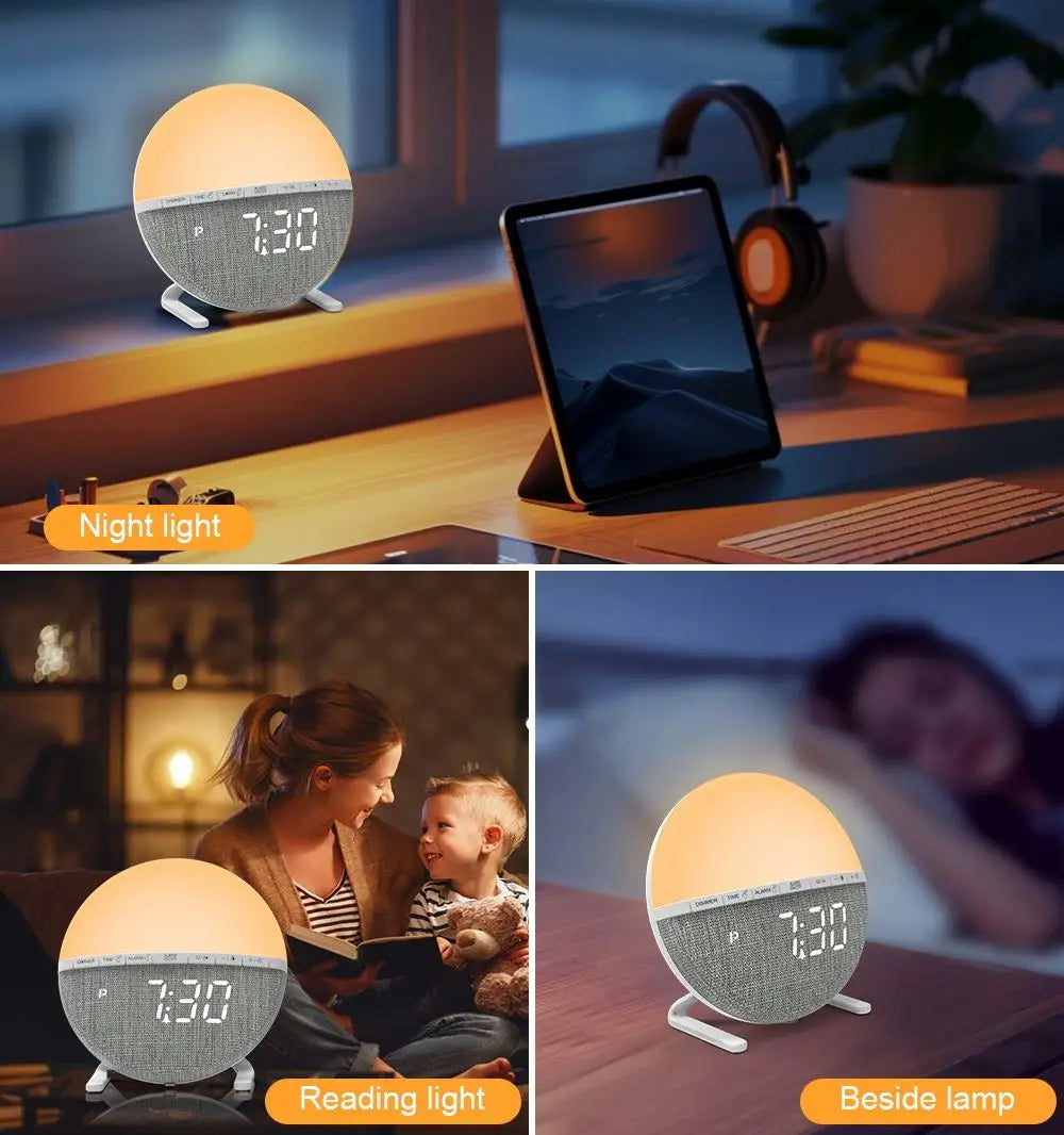 Sunrise Alarm Clock — Wake-Up Light with Sunset Mode & Natural Sounds