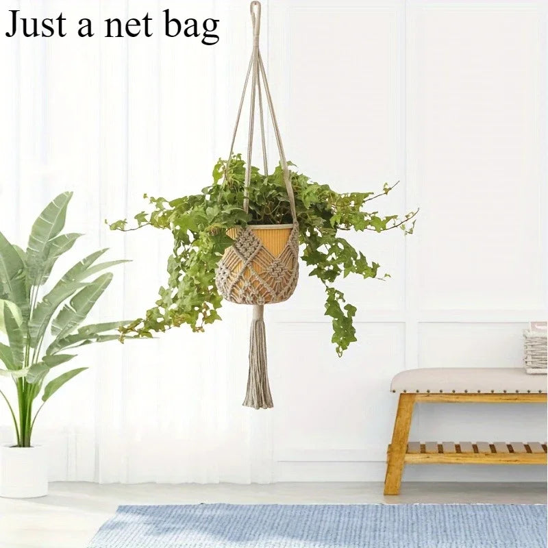 Macrame Plant Hanger Wall Hanging Plant Holder Indoor Boho Bohemian Home Decor Aesthetic Bedroom Living Room Decoration