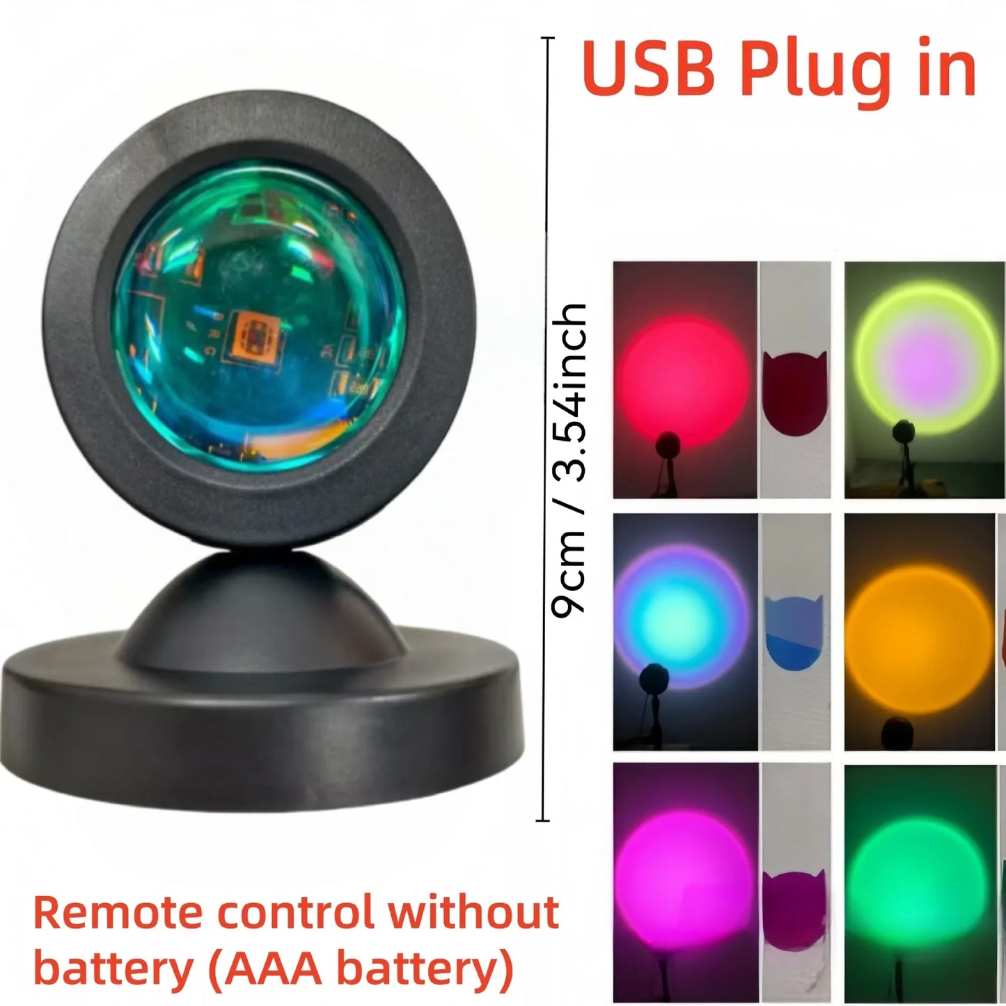 Sunset Lamp Projector LED Light Rainbow Night Light Bedroom Home Decor Aesthetic Room Decoration Living Room