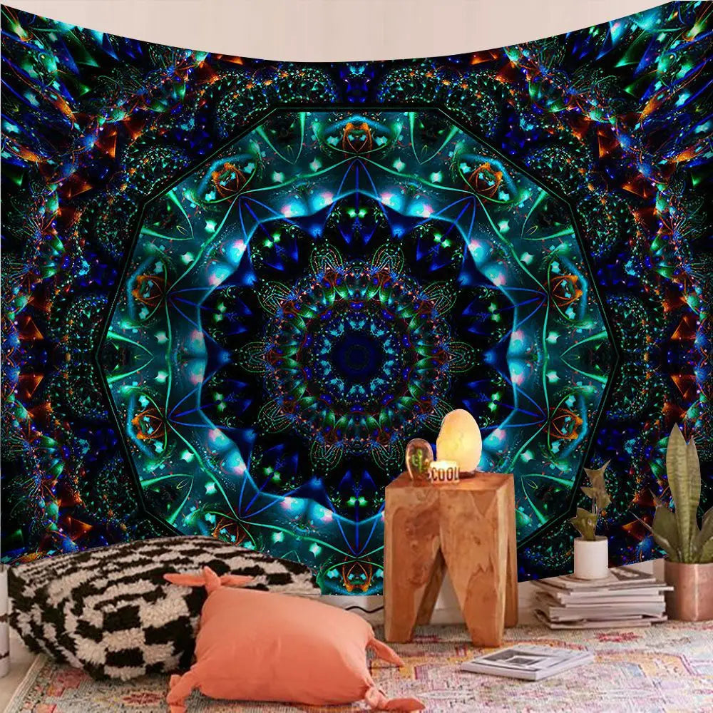 Wall Hanging Mandala Tapestry Boho Bohemian Home Decor Aesthetic Living Room Bedroom Background Wall Art