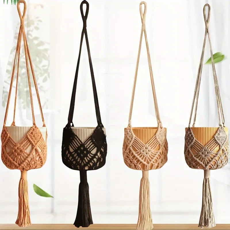 Macrame Plant Hanger Wall Hanging Plant Holder Indoor Boho Bohemian Home Decor Aesthetic Bedroom Living Room Decoration