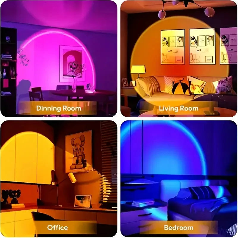 Sunset Lamp Projector LED Light Rainbow Night Light Bedroom Home Decor Aesthetic Room Decoration Living Room
