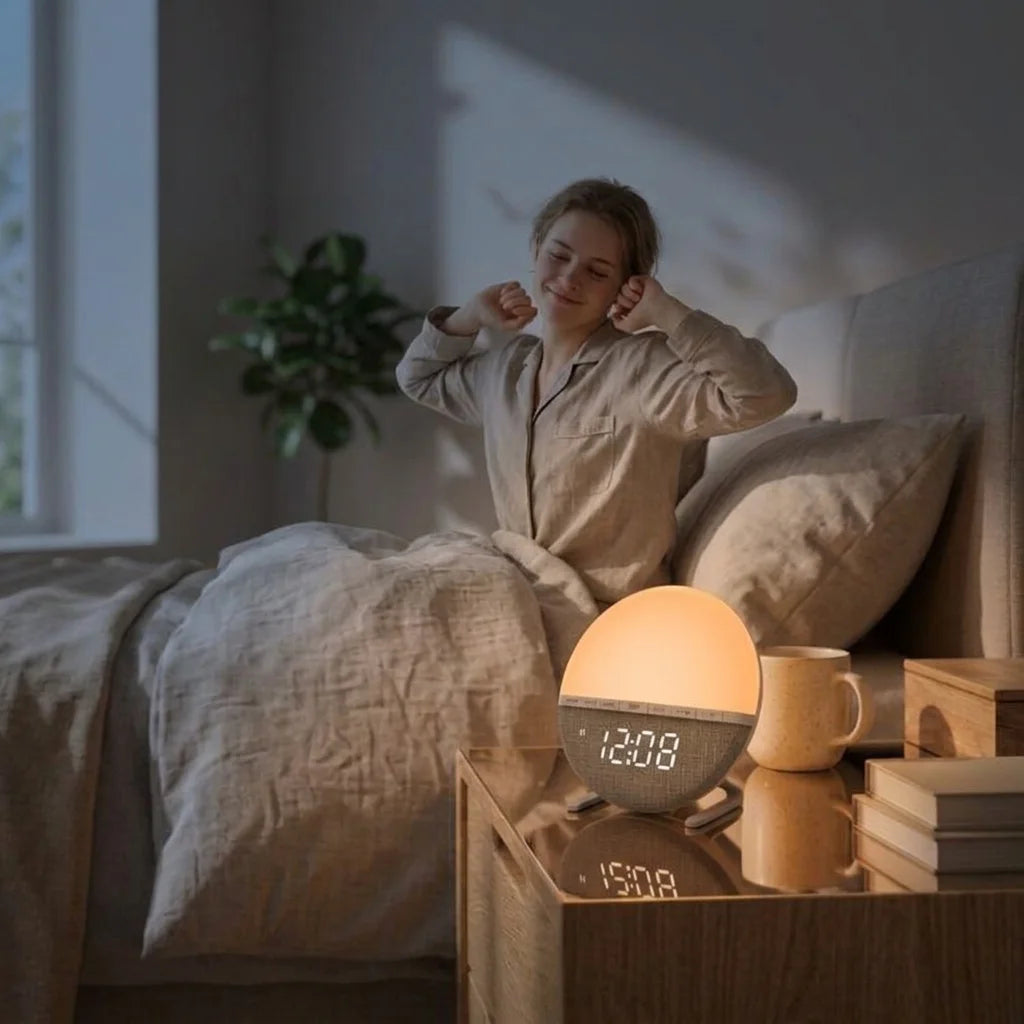 Sunrise Alarm Clock — Wake-Up Light with Sunset Mode & Natural Sounds