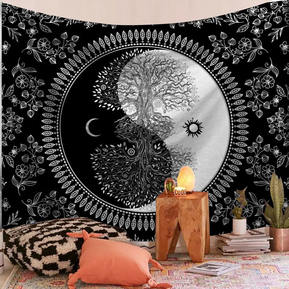 Wall Hanging Mandala Tapestry Boho Bohemian Home Decor Aesthetic Living Room Bedroom Background Wall Art