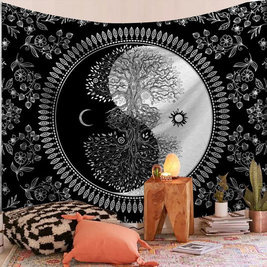 Wall Hanging Mandala Tapestry Boho Bohemian Home Decor Aesthetic Living Room Bedroom Background Wall Art